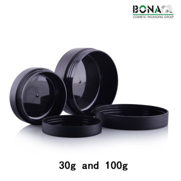 100g Black Plastic Cosmetic Jar with Straight Edge